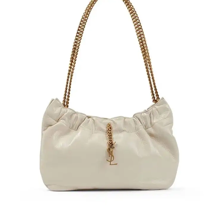 Hobo Pac Pac Laurent Saint Ruched Smooth White Leather Bag In 0416